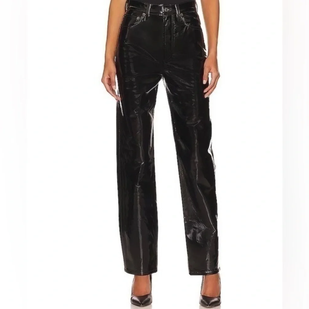NWT Agolde Leather Black Pants - Picture 1 of 7